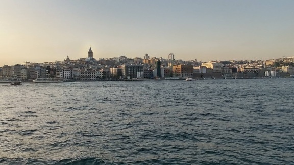イスタンブール、建築、海、船、トルコの国、都市景観、水、市