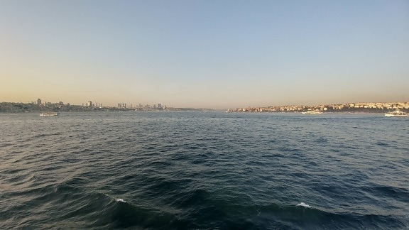 vand, strand, Ocean, hav, solnedgang, by, Istanbul, himmel, landskab, kysten, kyst