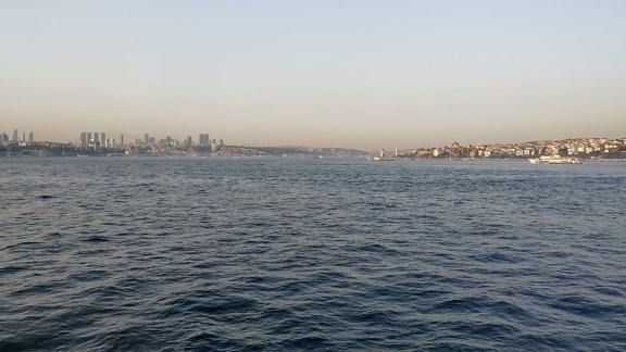 океан, плавателен съд, град, град, Истанбул, пристанище, море, вода, небе, крайбрежие, на открито