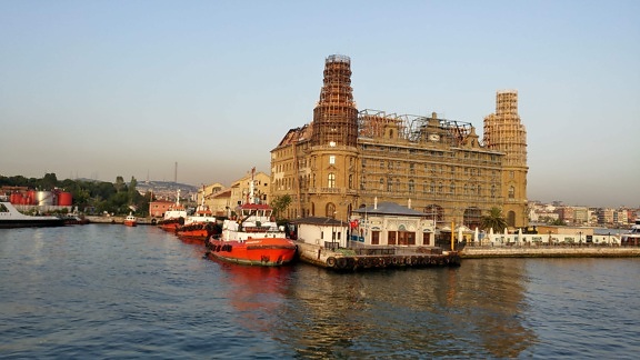 turistická atrakcia, architektúra, Istanbul, cestovanie, voda, nábrežie, mesto, loď, loď