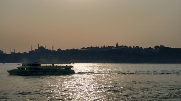 more, plovni brod, silueta, krajolik, Rijeka, zora, voda, zalazak sunca, vozilo