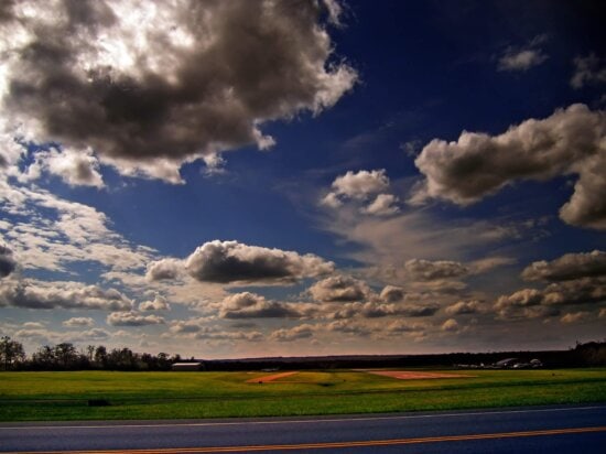 landscape, countryside, nature, sky, summer, cloud, field, sun