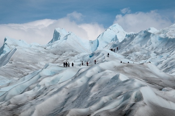 氷河, 冬, 氷, 山, 寒さ, 雪, 極端なスポーツ, 風景, 青空