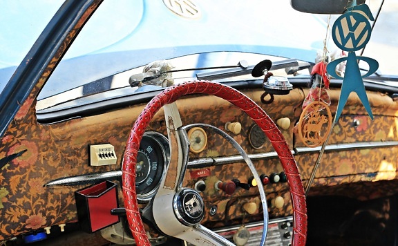 dashboard, windshield, wheel, old car, vehicle, helm, mechanism, transportation