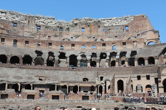 Rome, Italy, colosseum, tourist attraction, ruin, old, ancient, stadium, amphitheater, architecture, fortress