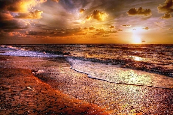 Dawn, Ocean, Seascape, Sunset, meri, hämärä, vesi, ranta, Sunrise