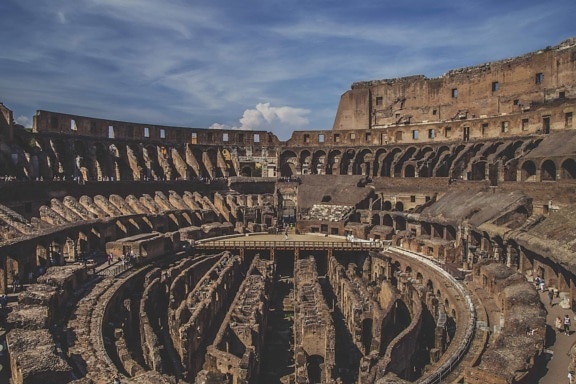 Κολοσσαίο, αρχιτεκτονική, τουριστικό αξιοθέατο, Ρώμη, Ιταλία, αρχαία, Προμαχώνας, μπλε ουρανός, Υπαίθριος