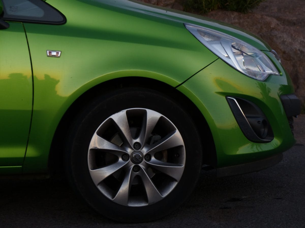 rotella, automobile verde, veicolo, orlo dell'automobile, alluminio, metallico, verde, esterno