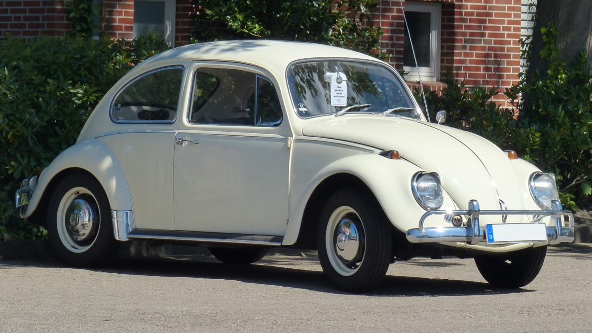 Volkswagen beetle, vehicle, fast, white car, drive, sedan, transportation, street, old automobile