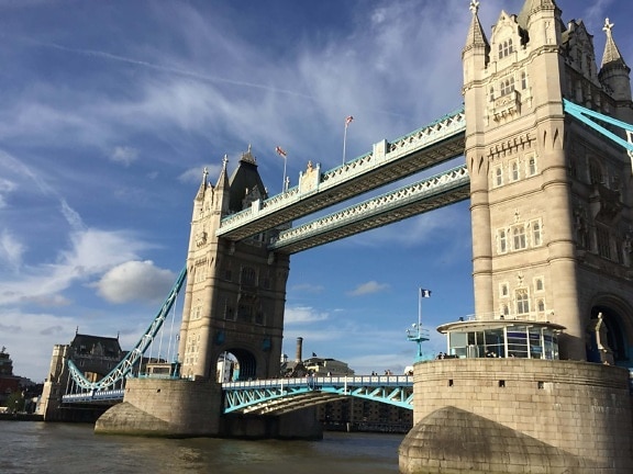 城市, 伦敦, 英国, 建筑, 桥梁, 河流, 水, 吊桥, 结构