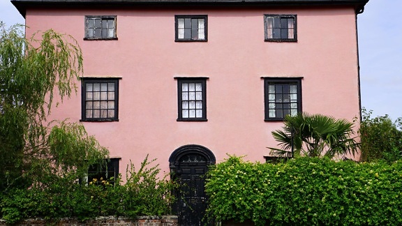 maison, architecture, façade rose, maison, structure, brique, extérieur