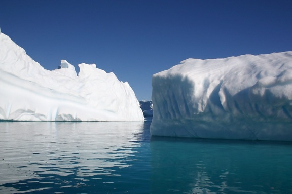 snow, water, iceberg, frozen, blue sky, glacier, cold water, ice, landscape