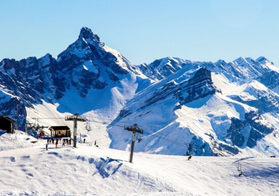 Mountain Peak, vintersport, snö, is, kyla, landskap, glaciär, blå himmel