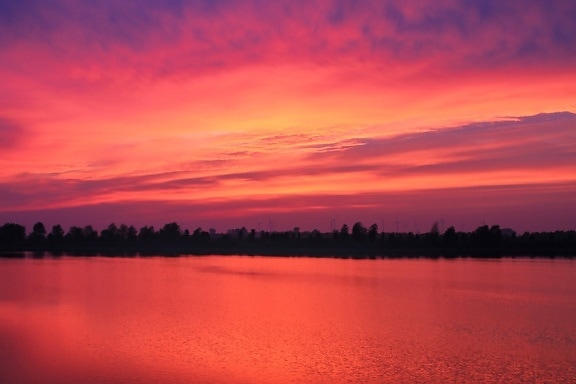 agua, atardecer, cielo rojo, amanecer, reflexión, lago, atardecer, cielo, atmósfera