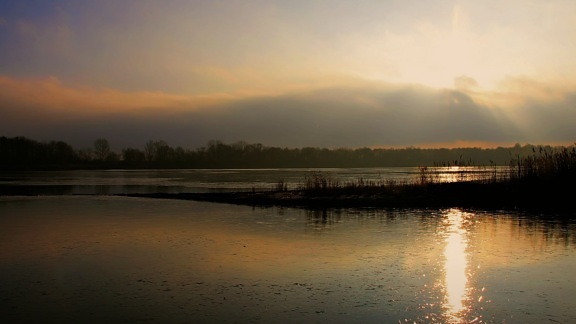 Hồ, Sunset, Reflection, nước, Dawn, Sun, sinh thái, Shoreline, cảnh quan