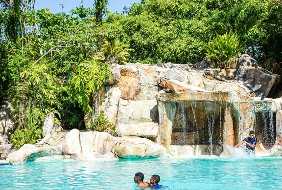 children, swimming pool, nature, turquoise, exotic, water, paradise, summer, tree