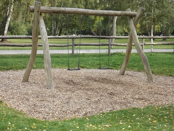 park, grass, nature, playground, fence, wood, tree, outdoor, ground