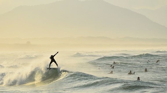 beach, sea, surfing sport, extreme sport, wave, ocean, water, outdoor, sky, man