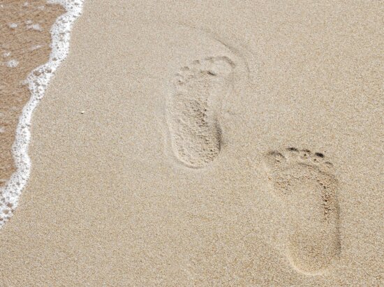 stopa, krok, pobřeží, moře, pláž, pobřeží, noha, písek
