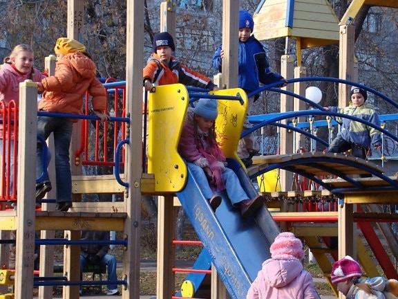 children, game, outdoor, urban area, person, playground