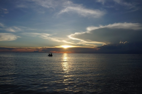 Oceaan, zonsondergang, strand, water, horizon, Panorama, dageraad, landschap, zee, zon, hemel