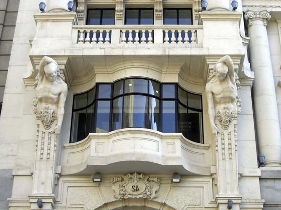 balkong, vindu, fasade, marmor, by, gamle, monument, landemerke, kunst