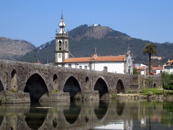 архитектура, река, кула, вода, стар мост, църква, манастир