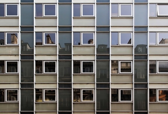 vegg, firkantet fasade, balkong, moderne, vindu, arkitektur, moderne
