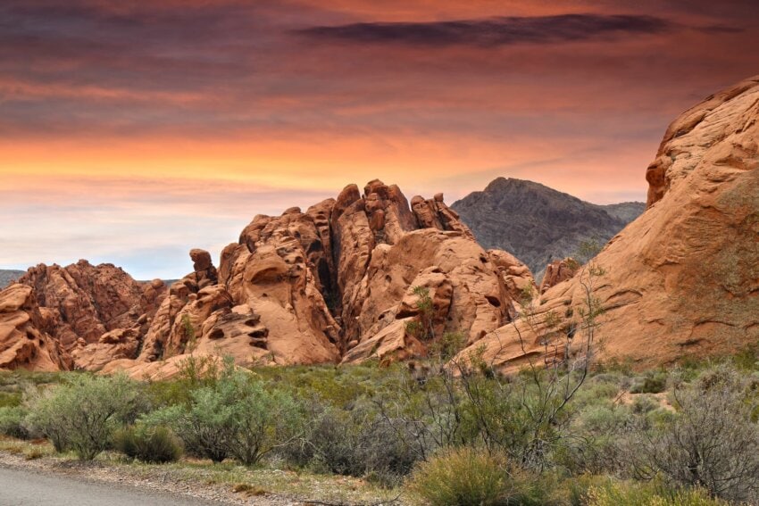 Free picture: sunset, nature, desert, red sky, sandstone, landscape ...