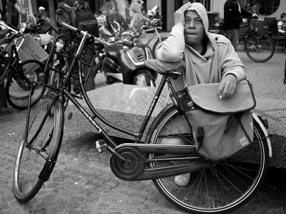 biciclete, bicicleta, om, roata, transportul, oameni, strada, vehicul