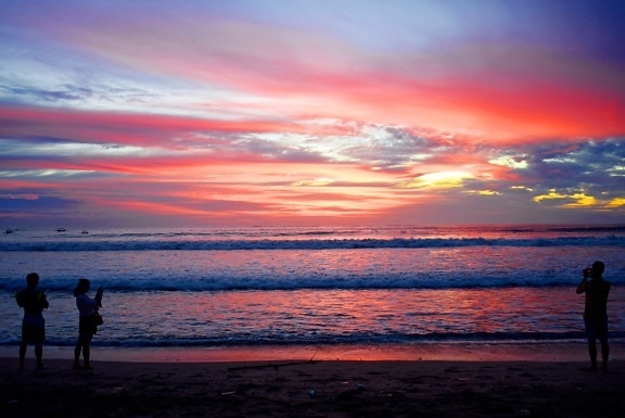 Alba, Alba, tramonto, crepuscolo, acqua, spiaggia, oceano, cloud