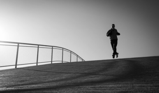 jogging, physical activity, runner, running, monochrome, people, silhouette, street