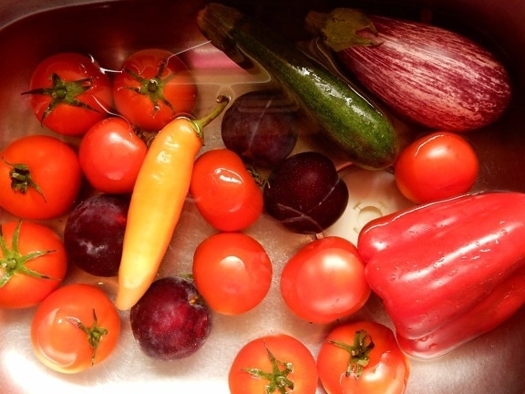 Paprika, Tomaten, Aubergine, Gurke, Essen, Pfeffer, Vegetarier, Gemüse