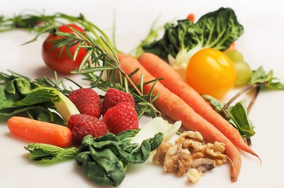 органични, зеленчуци, вегетариански, салата, диета, домат, обяд, маруля