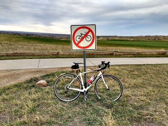 знак, предупреждение, планински велосипед, цикъл, Байк, поддръжка, седалка, Колоездене
