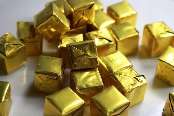 кутия, Wrap, подарък, Злато, блок, блестящ, лукс, изненада