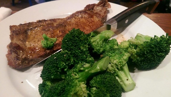 broccoli, köksbord, köksutrustning, kniv, friska, näringslära, mat, producera