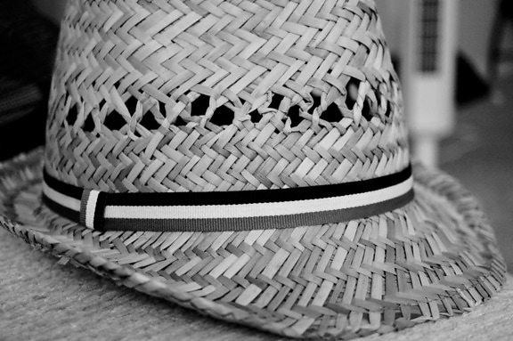 czarno-białe, kapelusz, monochromatyczne, starym stylu, ręcznie robione, wiklina, Projektowanie, Kosz