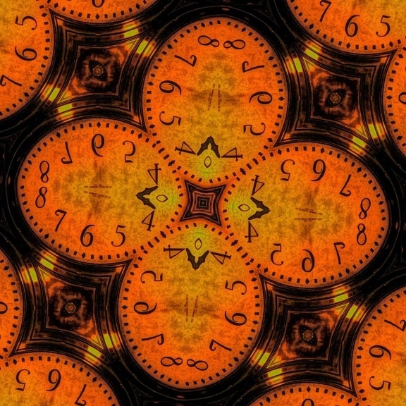 Arabesque, forvrengt figur, geometriske, tid, klokke, timepiece, minutt, analog klokke