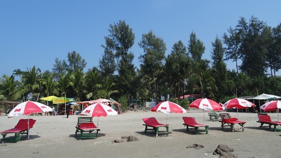 海滩, 蓝天, 夏季, 伞, 帐篷, 旅行, 景观, 事故