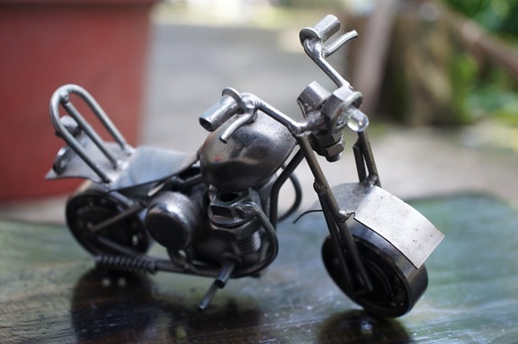 art, miniature, sculpture, en acier inoxydable, jouet, mécanisme de, roue, véhicule