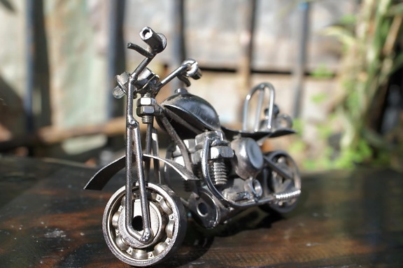 Metallic, miniatyr, motorcykel, motorcykel, motor, hjulet, gamla, Vintage