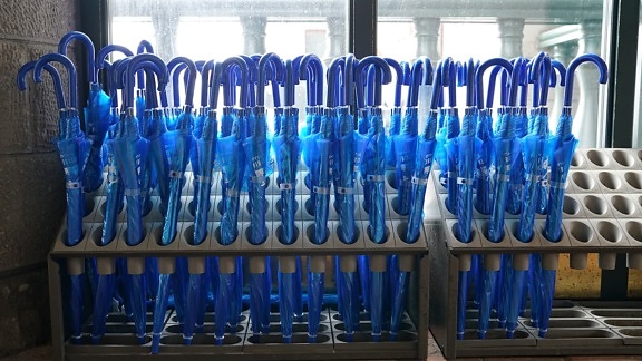 albastru, Magazin, umbrela, rack, industria, echipamente, afaceri, din material plastic