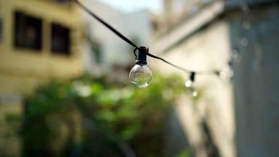 light bulb, lamp, nature, outdoors, blur, summer, hanging, light