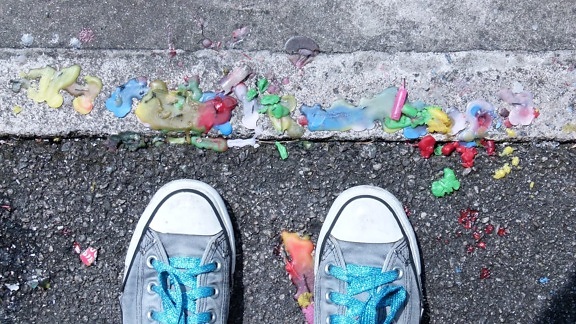 асфалт, цветни, връзка за обувки, обувки, обувки, Почистване, улица, крак