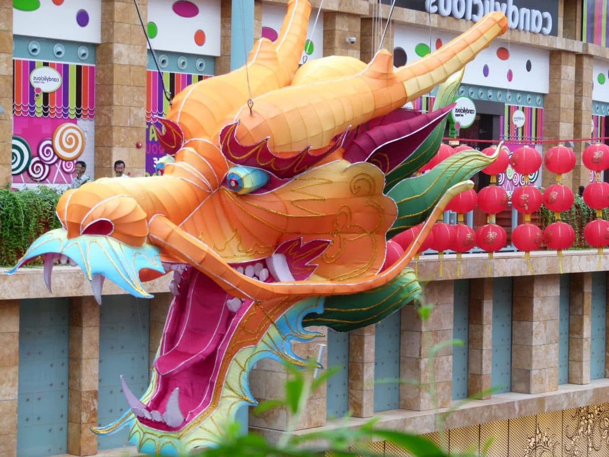 カーニバル, 中国, ドラゴン, ドラゴンヘッド, 祭, 通り, 伝統的です, 色