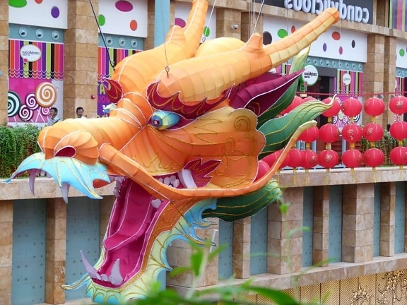 Carnaval, China, Dragão, cabeça de dragão, festival, rua, tradicional, Cor