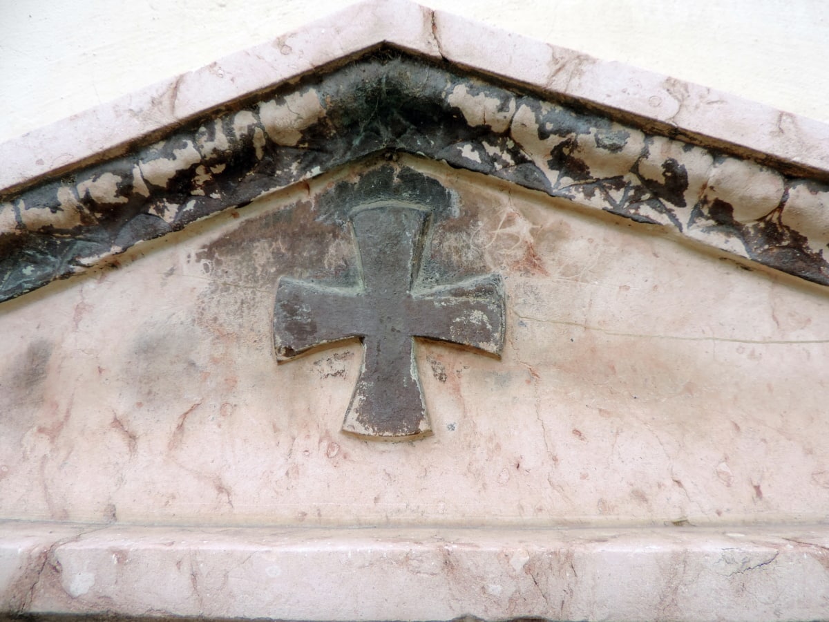 Cruz, lápida mortuaria, ortodoxa, arquitectura, antiguo, pared, antigua, piedra