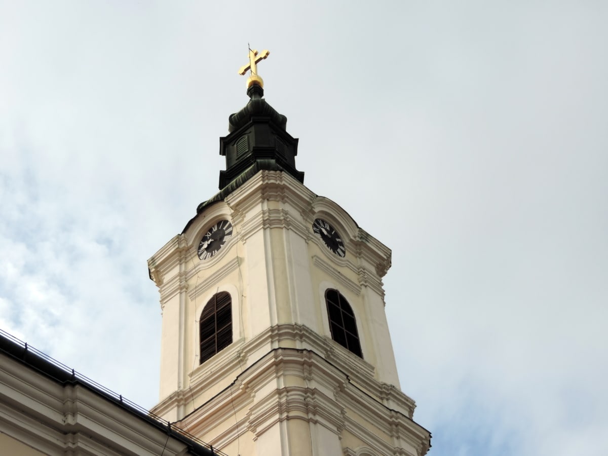 kirketårnet, kors, kunst, gull, ortodokse, Serbia, gamle, arkitektoniske stil