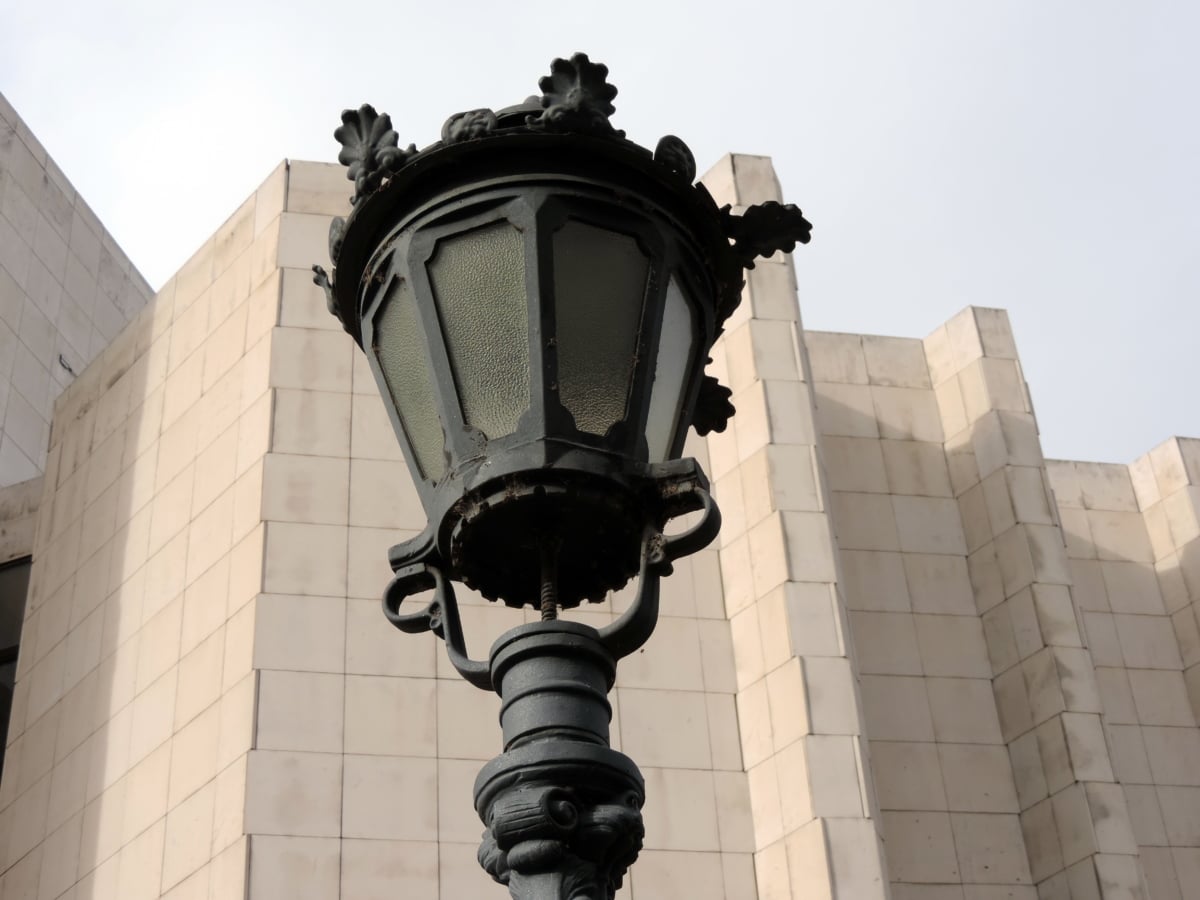 architectural style, cast iron, architecture, device, lamp, city, outdoors, building